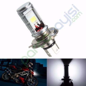 Motosiklet H4 Çift Duy Ön Far Led Ampül Uzun Kısma Hüzmeli Beyaz