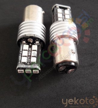 Yekled 1157 Çift Duy Ampul 15 Led Kırmızı/Red Işık Canbus Stop Fren Lamba Gündüz Farı Arıza Kesici 2 Adet