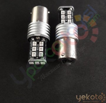 Yekled 1156 Tek Duy Ampul 15 Led Kırmızı/Red Işık Canbus Stop Fren Gündüz Farı Lamba Arıza Kesici 2 Adet