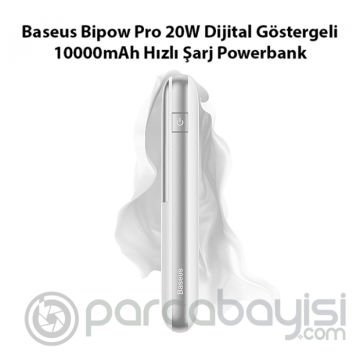 Baseus Bipow Pro 20W Dijital Göstergeli 10000mAh Hızlı Şarj Powerbank