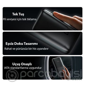 Baseus Bipow Pro 20W Dijital Göstergeli 10000mAh Hızlı Şarj Powerbank