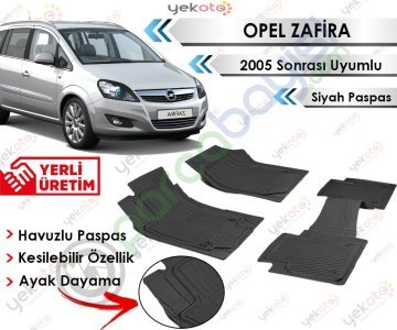 Opel Zafira 2005 Sonrası Uyumlu Havuzlu Kesilebilir Siyah Paspas