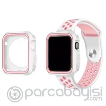 Ally Apple Watch 7-8 41mm 6-5-4 40mm Nike Style Çift Renk Silikon Kılıf 3-2-1 38mm