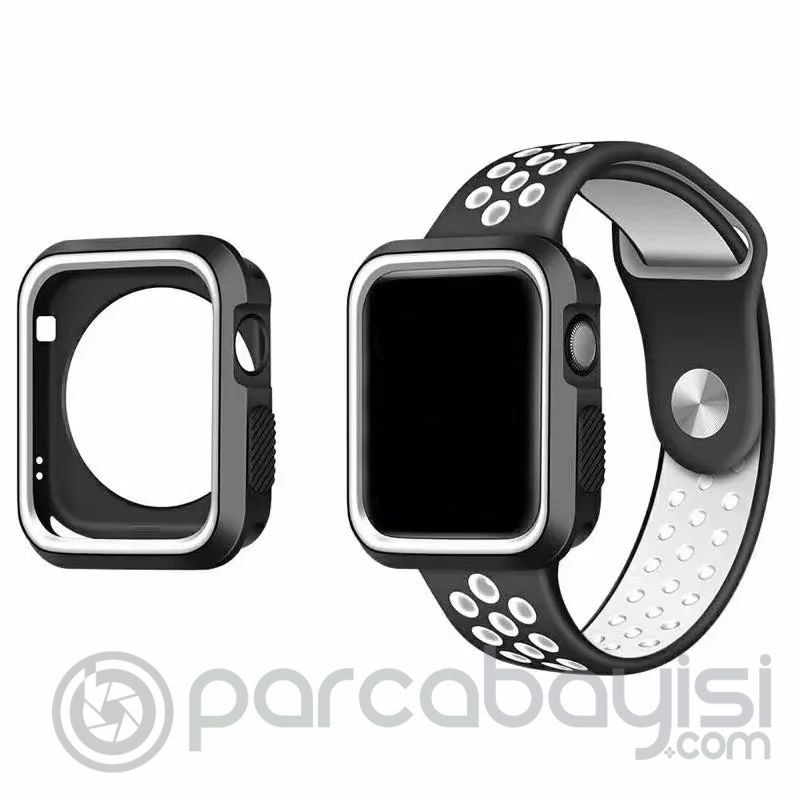 Ally Apple Watch 7-8 41mm 6-5-4 40mm Nike Style Çift Renk Silikon Kılıf 3-2-1 38mm
