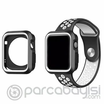Ally Apple Watch 7-8 41mm 6-5-4 40mm Nike Style Çift Renk Silikon Kılıf 3-2-1 38mm