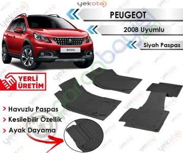 Peugeot 2008 Uyumlu Havuzlu Kesilebilir Siyah Paspas