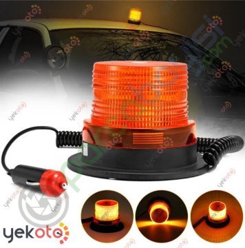 Tepe Çakar Lamba Mıknatıslı 48 Volt 10 Led Sarı Uyarı Lambası