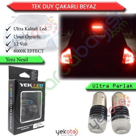 Yekled 1156 Tek Duy Ampul Led Çakarlı Beyaz Işık Stop Fren Lamba Mercekli Model 2 Adet