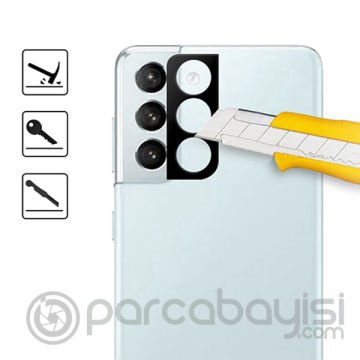 ALLY SM Galaxy S21+Plus HD 3D Full Tempered Cam Kamera Koruyucu