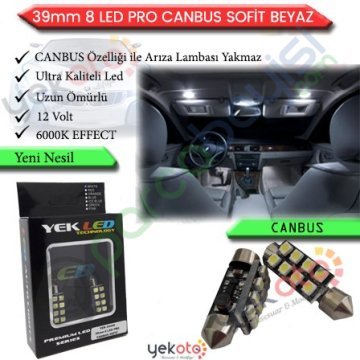 Yekled 39Mm Ampul 8 Led Beyaz Işık İç Tavan Plaka Aydınlatma Sofit Ampul Arıza Işığı Yakmaz Pro Canbus 2 Adet