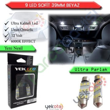 Yekled 39Mm Ampul Led Beyaz Işık İç Tavan Plaka Aydınlatma Sofit Ampul 9 Led 2 Adet