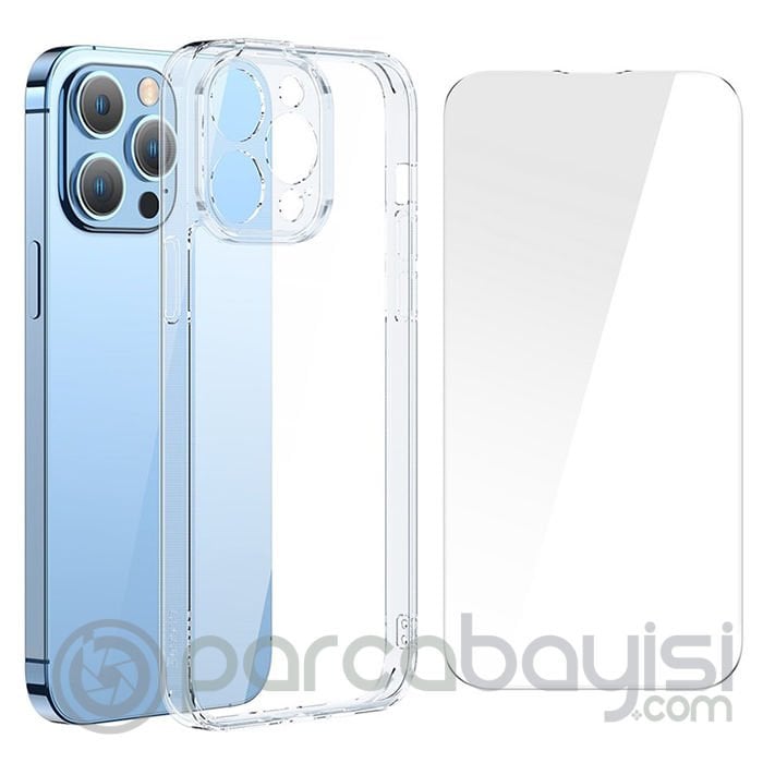 Baseus SuperCeramic Series iPhone 14 Pro Max Koruyucu Cam Kılıf+Full Tempered Ekran Koruyucu Set