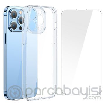 Baseus SuperCeramic Series iPhone 14 Pro Max Koruyucu Cam Kılıf+Full Tempered Ekran Koruyucu Set