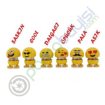 Zıp Zıp Emoji Kafalar Yaylı Sallanan Kafa Emoji Smile 6Lı Full Set