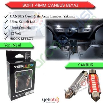 Yekled 41Mm Ampul 9 Led Beyaz Işık İç Tavan Plaka Aydınlatma Sofit Ampul Arıza Işığı Yakmaz Canbus Alüminyum Kasa Soğutmalı 2 Adet