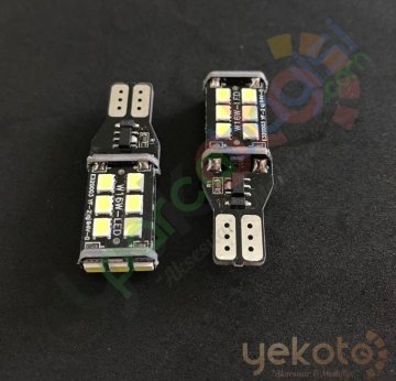 Yekled T10 Park Dipsiz Ampul 15 Led Beyaz Işık Pro Canbus Arıza Kesicili 12V Yüksek Kalite 2 Adet