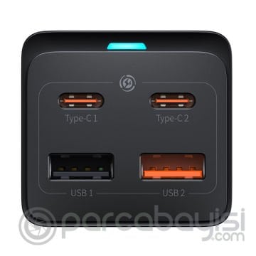 Baseus GaN3 Pro Powerstrip 65W Multifonksiyonel Type-C + USB + 240V Şarj Adaptörü Priz
