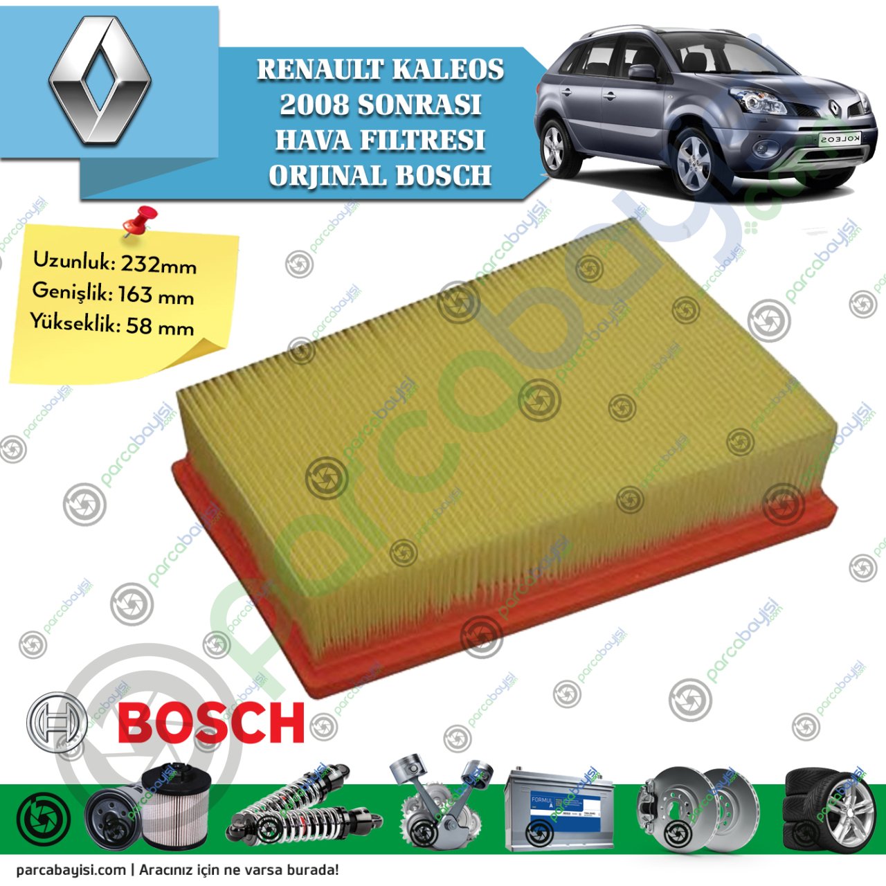 Renault Kaleos Hava Filtresi 2008 Sonrası Orjinal 16546Jd20A-16546Jd20B-165466131R