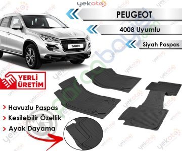 Peugeot 4008 Uyumlu Havuzlu Kesilebilir Siyah Paspas