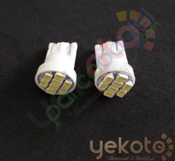 Yekled T10 Park Dipsiz Ampul 8 Led Beyaz Işık 12V Plaka İç Aydınlatma 2 Adet