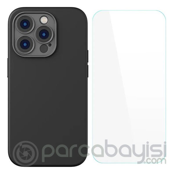 Baseus Liquid Silica iPhone 14 Pro Max Silikon Kılıf + Tempered Ekran Koruyucu Set