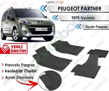 Peugeot Partner Tepe Uyumlu Havuzlu Kesilebilir Siyah Paspas