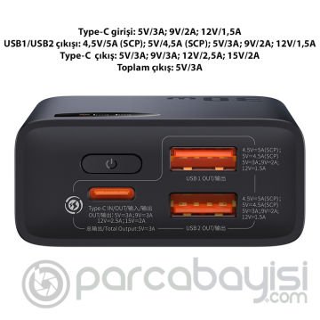 Baseus Adaman2 Digital Display 10000mAh 30W Powerbank Taşınabilir Şarj Cihazı VOOC Edition