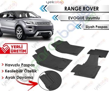 Range Rover Evoque Uyumlu Havuzlu Kesilebilir Siyah Paspas