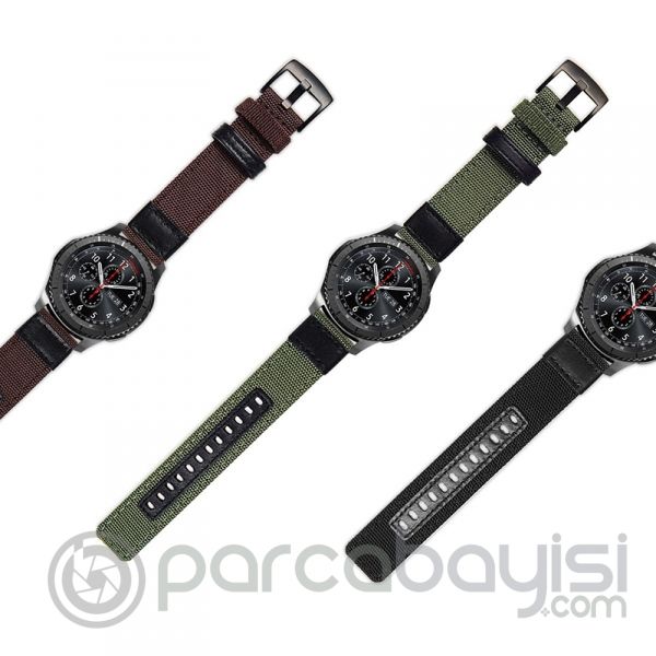 Ally 22mm Gear S3 Watch 4 46mm Jeep Nylon Dişli Dokuma Kayış Kordon