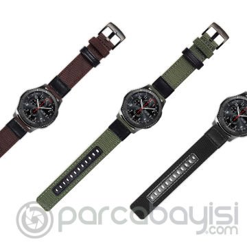 Ally 22mm Gear S3 Watch 4 46mm Jeep Nylon Dişli Dokuma Kayış Kordon