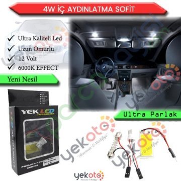 Yekled 4W İç Tavan Aydınlatma Dipsiz Park Ampul Led T10 Aparatlı 31-36-39-41Mm Uyumlu Beyaz Işık Orta Boy 12V 1 Adet