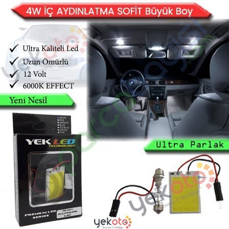 Yekled 4W Tavan Dipsiz Park Ampul Led T10 Aparatlı 31-36-39-41Mm Uyumlu Beyaz Işık Büyük Boy 12V 1 Adet