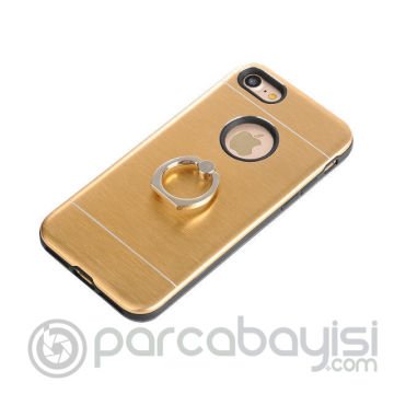 İphone 7 Plus  Selfie Yüzüklü Arkası Metal Silikon Kılıf