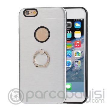 İphone 7 Plus  Selfie Yüzüklü Arkası Metal Silikon Kılıf