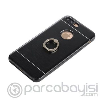İphone 7 Plus  Selfie Yüzüklü Arkası Metal Silikon Kılıf