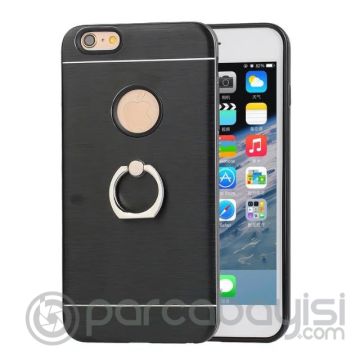 İphone 7 Plus  Selfie Yüzüklü Arkası Metal Silikon Kılıf