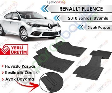 Renault Fluence 2010 Sonrası Uyumlu Havuzlu Kesilebilir Siyah Paspas