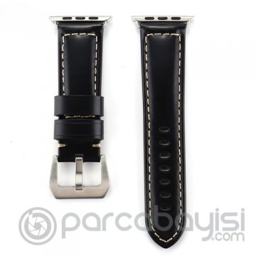Ally Apple Watch 7-8 45mm 6-5-4 44mm Retro Koyu Deri Kordon Kayış 3-2-1 42mm
