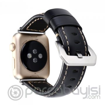 Ally Apple Watch 7-8 45mm 6-5-4 44mm Retro Koyu Deri Kordon Kayış 3-2-1 42mm