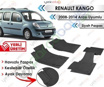 Renault Kango 2008-2014 Arası Uyumlu Havuzlu Kesilebilir Siyah Paspas