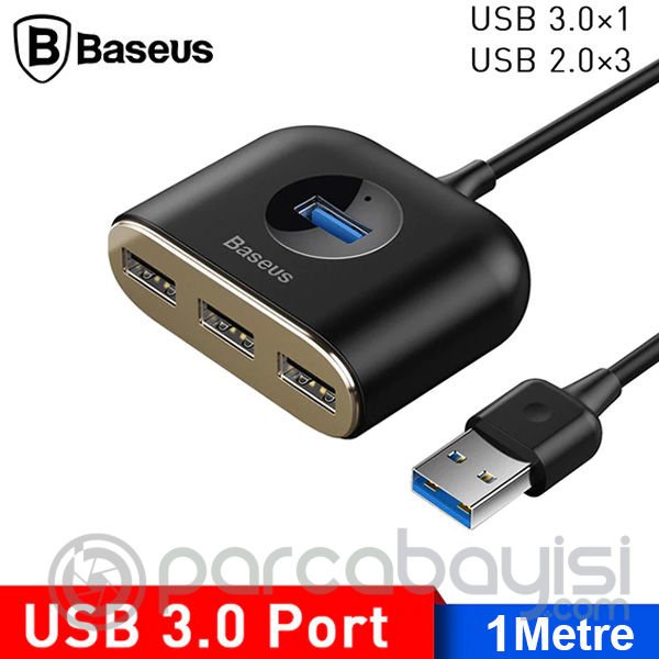 Baseus Square round 4in1 USB HUB Adaptör (USB3.0 TO USB3.0*1+USB2.0*3) 1m