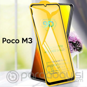 ALLY Xiaomi Poco M3  9D Full Glue Tempered Cam Ekran Koruyucu