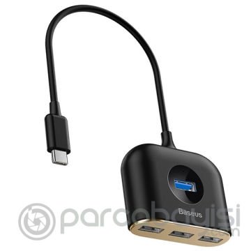 Baseus Square round 4 in1 USB HUB Adaptör(Type-C TO USB3.0*1+USB2.0*3) 0.17m