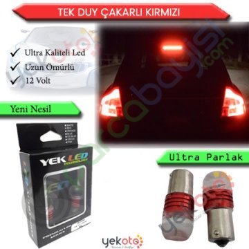 Yekled 1156 Tek Duy Ampul Led Kırmızı/Red Işık Çakarlı Mod Stop Fren Lamba Mercekli Model 2 Adet