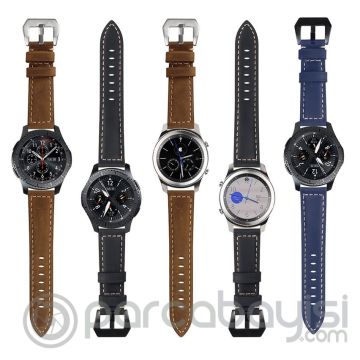 22MM Deri Kordon Kayış Gear S3 Watch 4 -GT2 GT2E 46MM Kayış,Kordon Koyu