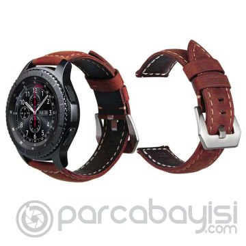 22MM Deri Kordon Kayış Gear S3 Watch 4 -GT2 GT2E 46MM Kayış,Kordon Koyu