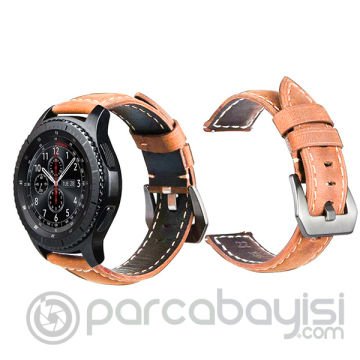 22MM Deri Kordon Kayış Gear S3 Watch 4 -GT2 GT2E 46MM Kayış,Kordon Koyu