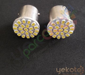 Yekled 1156 Tek Duy Ampul 22 Led Beyaz Işık Geri Vites Stop Fren Lamba 2 Adet