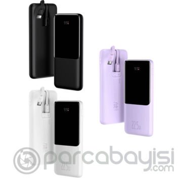 Baseus Elf Dijital Ekranlı 22.5W 10000 mAh Lightning & Type-C Kablolu Hızlı Şarj Powerbank