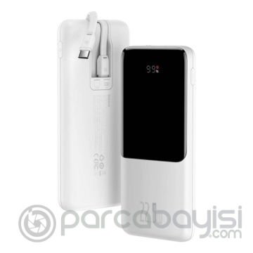 Baseus Elf Dijital Ekranlı 22.5W 10000 mAh Lightning & Type-C Kablolu Hızlı Şarj Powerbank
